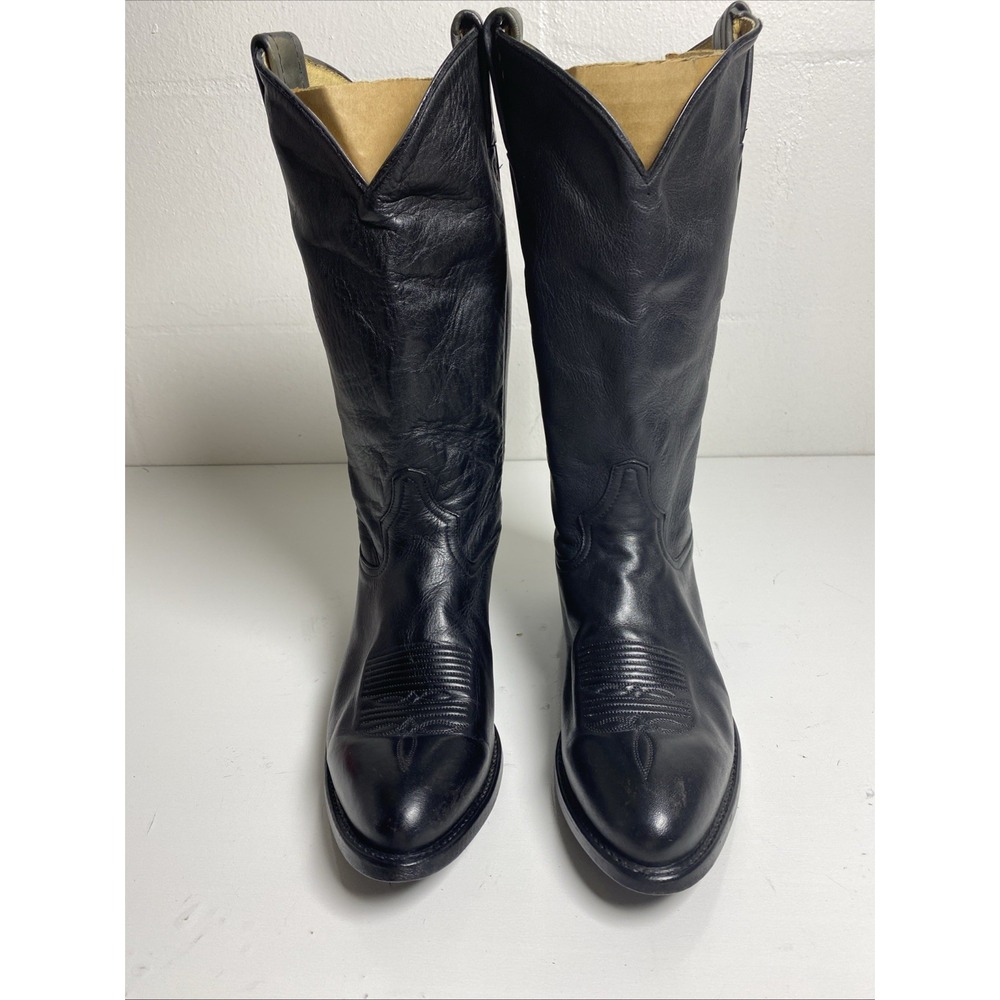 Vintage Tony Lama 6162 Men's Black Cowboy Boots 8.5 D El Paso USA Low Wear